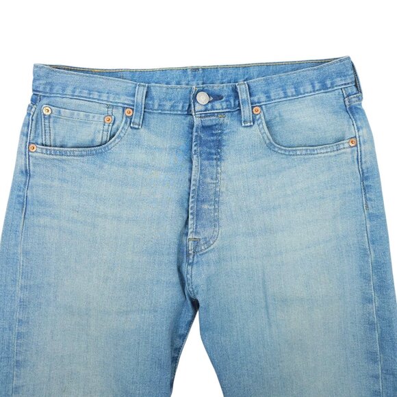 Levis 501 Button Fly Jeans Mens 32 x 30 Straight Leg Light Wash Denim Mid Rise - Picture 9 of 15